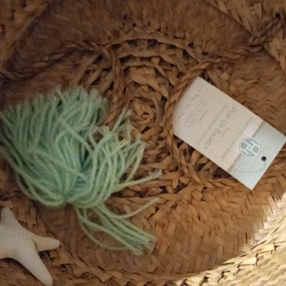1 Only Woven Seagrass Pop Up Basket Teal Tassel Starfish